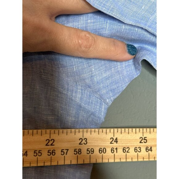 Hart Schaffner Marx Men's XL 100% Linen SS Blue Button-Up Shirt - Picture 8 of 8